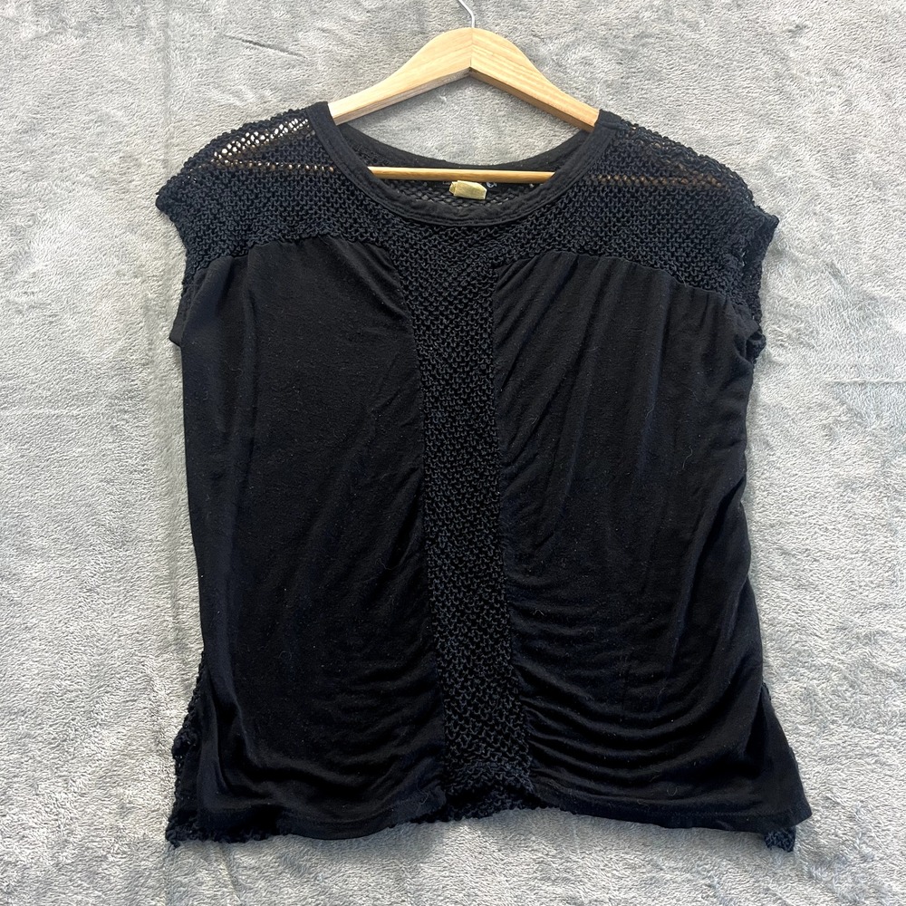 Vintage Y2k Double Zero Womens Mesh Top Grunge Fairy Black Small 14K468